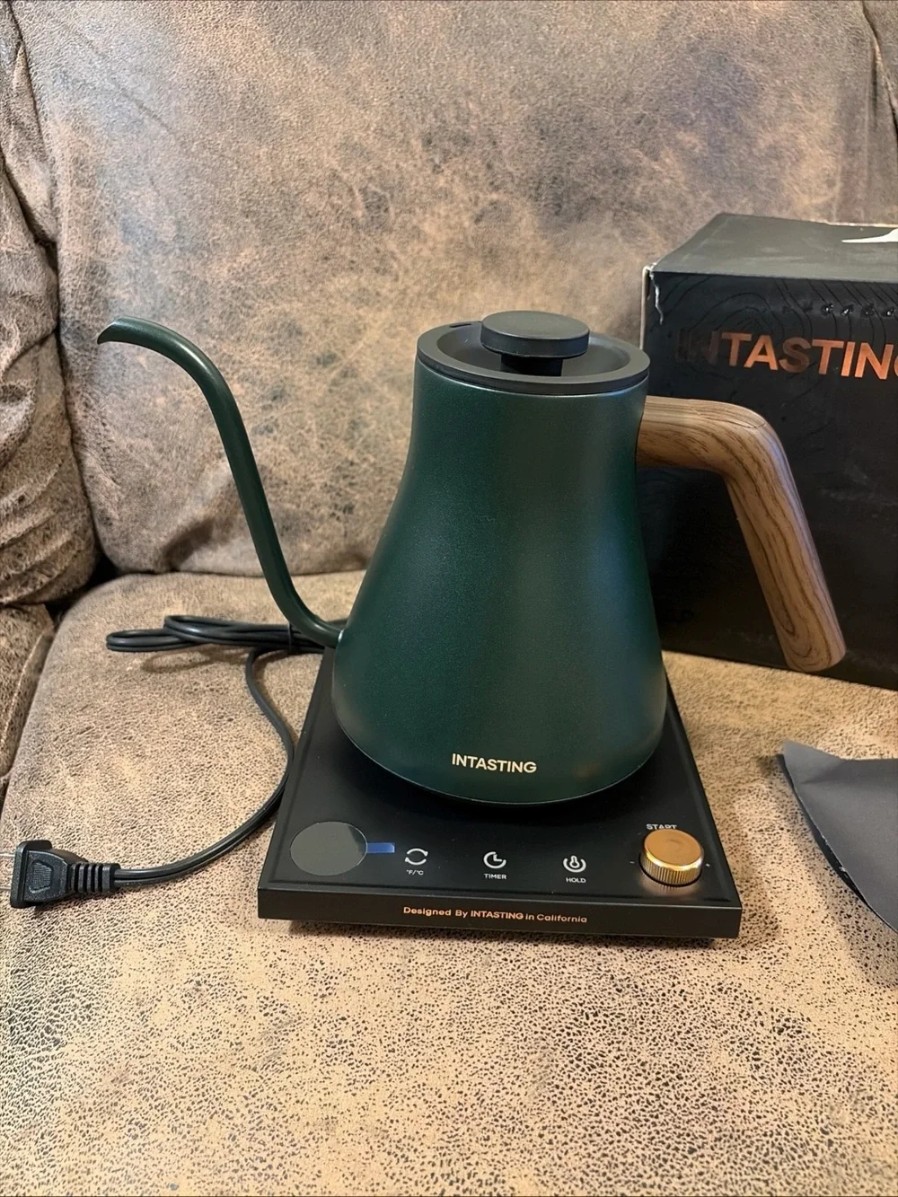 INTASTING Gooseneck Electric Kettle ±1°F Temp Ctrl 0.9L Hunter Green